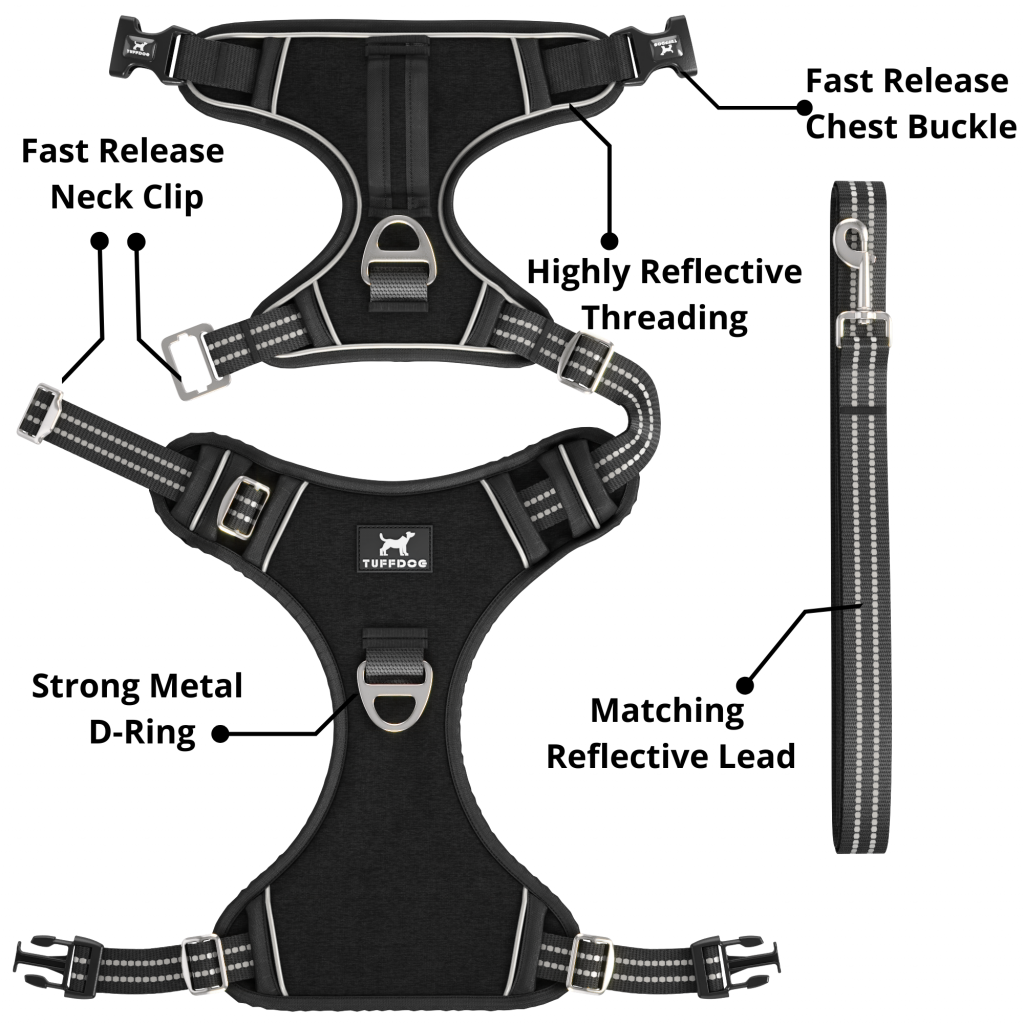 TUFFDOG EasyFit No Pull Stepin Dog Harness (Raven Black) TUFFDOG